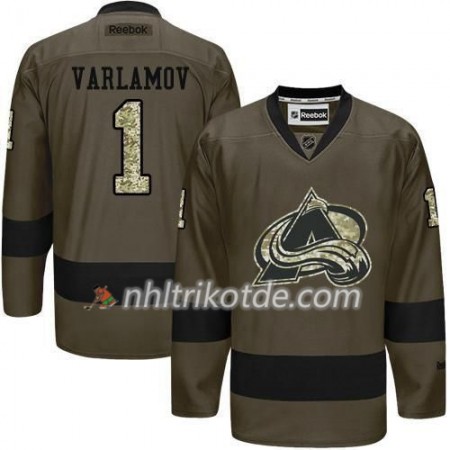 Colorado Avalanche Trikot Semyon Varlamov 1 Adidas 2017-2018 Camo Grün Authentic - Herren